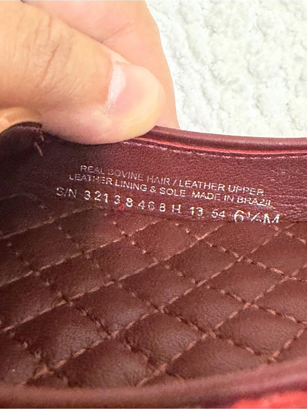 Tory Burch Real Bovine Hair Leather Jess Red Flats Size 6.5